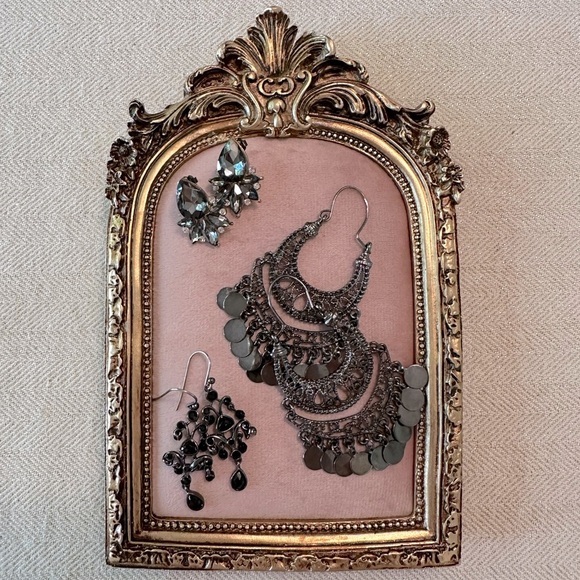 3 Pair of Earrings Dark Moody Collection Black & Hematite Bundle Filigree Gypsy - Picture 9 of 14